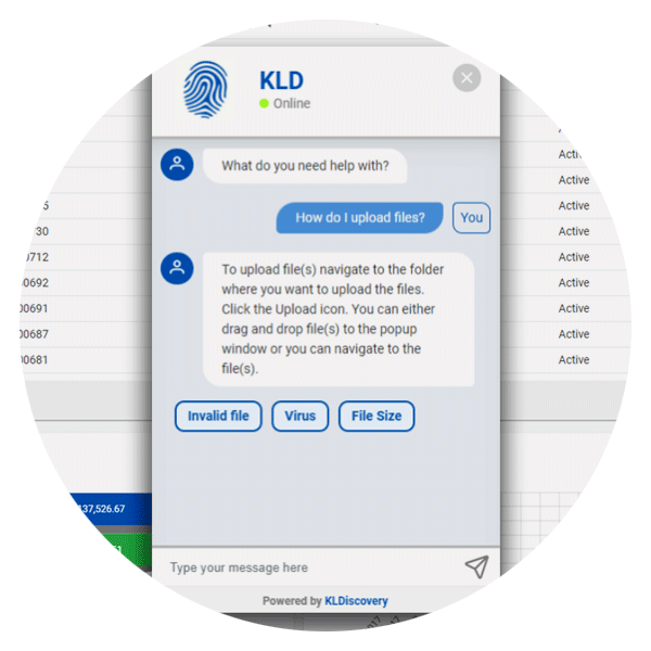 KLDiscovery Client Portal support chat. KLDiscovery Client Portal support chat.