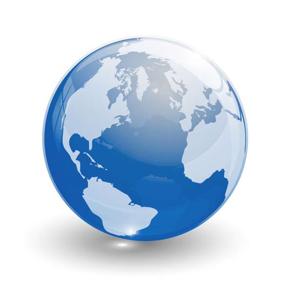 Blue glassy globe. Blue glassy globe.
