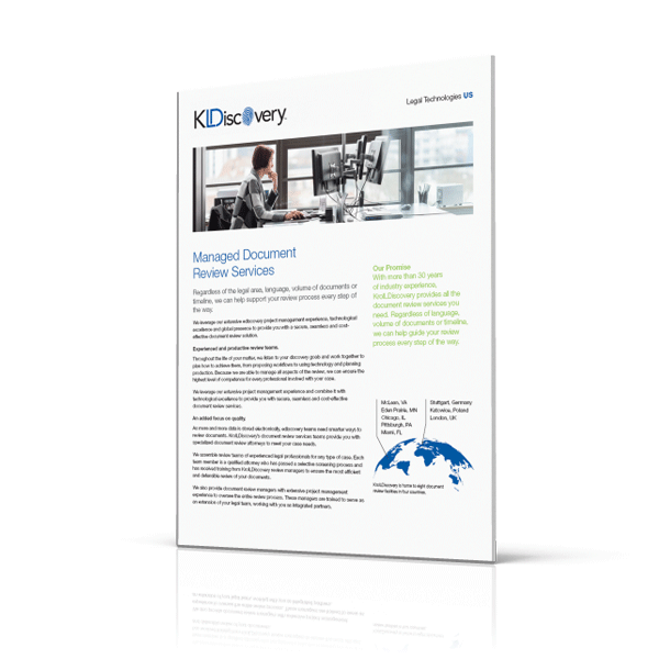 Managed Document Review Services の販促画像。 Managed Document Review Services の販促画像。