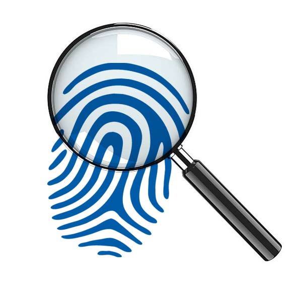 Magnifying glass over KLDiscovery fingerprint. Magnifying glass over KLDiscovery fingerprint.