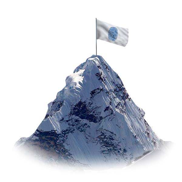 Drapeau KLDiscovery au sommet de la montagne. Drapeau KLDiscovery au sommet de la montagne.