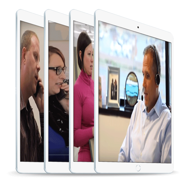 Tablets displaying KLDiscovery employees and CEO, Chris Weiler. Tablets displaying KLDiscovery employees and CEO, Chris Weiler.